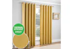 Ochre Eyelet Vogue Pair Of Thermal Noise Reducing Room Darkening Curtains 229x229cm Ochre Eyelet Vogue Pair Of Thermal Noise Reducing Room Darkening Curtains 229x229cm