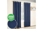 Navy Eyelet Vogue Pair Of Thermal Noise Reducing Room Darkening Curtains 229x137cm Navy Eyelet Vogue Pair Of Thermal Noise Reducing Room Darkening Curtains 229x137cm