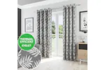 Grey Eyelet Oakland Pair Of Leaf Print Thermal Room Darkening Curtains 117x137cm Grey Eyelet Oakland Pair Of Leaf Print Thermal Room Darkening Curtains 117x137cm