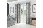 Grey Eyelet Oakland Pair Of Leaf Print Thermal Room Darkening Curtains 117x137cm Grey Eyelet Oakland Pair Of Leaf Print Thermal Room Darkening Curtains 117x137cm