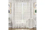 Natural Oasis Rod Pocket Pair Of Embroidered Leaf Design Voile Panel Sheer Curtains 140x122cm Natural Oasis Rod Pocket Pair Of Embroidered Leaf Design Voile Panel Sheer Curtains 140x122cm