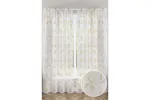 Natural Oasis Rod Pocket Pair Of Embroidered Leaf Design Voile Panel Sheer Curtains 140x122cm Natural Oasis Rod Pocket Pair Of Embroidered Leaf Design Voile Panel Sheer Curtains 140x122cm