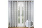 Grey Eyelet Antigua Pair Of Chenille Striped Voile Panels 140x137cm Grey Eyelet Antigua Pair Of Chenille Striped Voile Panels 140x137cm