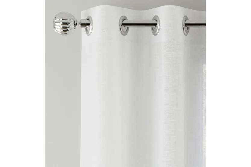 White Eyelet Crete Pair Of Plain Luxury Linen Look Sheer Panels 140x183cm White Eyelet Crete Pair Of Plain Luxury Linen Look Sheer Panels 140x183cm