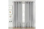 Silver Eyelet Crete Pair Of Plain Luxury Linen Look Sheer Panels 140x137cm Silver Eyelet Crete Pair Of Plain Luxury Linen Look Sheer Panels 140x137cm