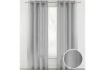 Silver Eyelet Crete Pair Of Plain Luxury Linen Look Sheer Panels 140x183cm Silver Eyelet Crete Pair Of Plain Luxury Linen Look Sheer Panels 140x183cm