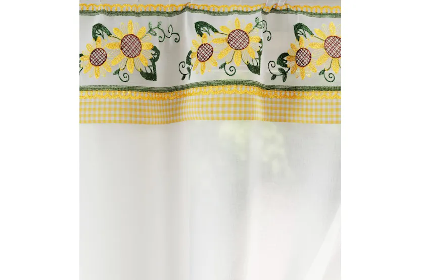 Yellow Keswick Floral Embroidery Kitchen Window Set With Matching Tie Backs 249x107cm Yellow Keswick Floral Embroidery Kitchen Window Set With Matching Tie Backs 249x107cm