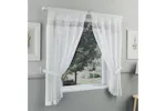 White Lucy Embroidered Heart Kitchen Window Set Pair Of Curtains With Frill Edging And Matching Tie Backs 106cm White Lucy Embroidered Heart Kitchen Window Set Pair Of Curtains With Frill Edging And Matching Tie Backs 106cm