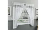 Black Lucy Embroidered Heart Kitchen Window Set Pair Of Curtains With Frill Edging And Matching Tie Backs 91cm Black Lucy Embroidered Heart Kitchen Window Set Pair Of Curtains With Frill Edging And Matching Tie Backs 91cm