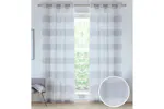 Grey Eyelet Santorini Pair Of Modern Linen Look Striped Panels 140x137cm Grey Eyelet Santorini Pair Of Modern Linen Look Striped Panels 140x137cm