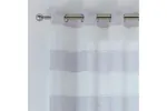 Grey Eyelet Santorini Pair Of Modern Linen Look Striped Panels 140x137cm Grey Eyelet Santorini Pair Of Modern Linen Look Striped Panels 140x137cm