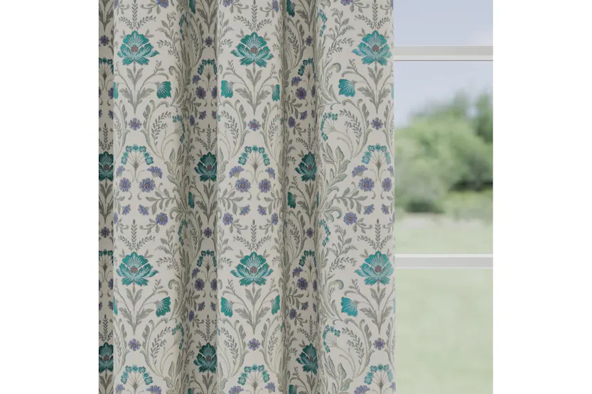 Blue Floral Blackout Thermal Tape Top Cotswold Pair Of Curtains 114x183cm Blue Floral Blackout Thermal Tape Top Cotswold Pair Of Curtains 114x183cm