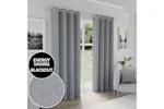 Grey Eyelet Austin Plain Pair Of Blackout Thermal Noise Reducing Curtains 229x229cm Grey Eyelet Austin Plain Pair Of Blackout Thermal Noise Reducing Curtains 229x229cm