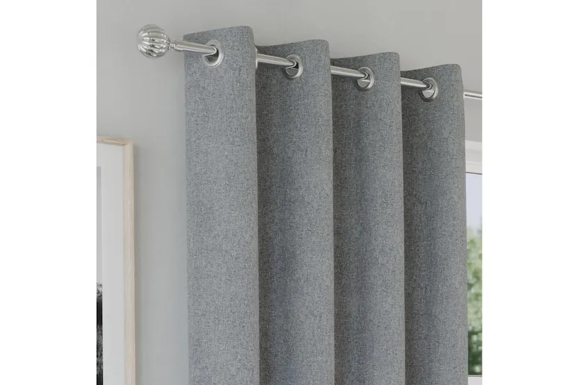 Grey Eyelet Austin Plain Pair Of Blackout Thermal Noise Reducing Curtains 229x229cm Grey Eyelet Austin Plain Pair Of Blackout Thermal Noise Reducing Curtains 229x229cm
