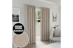 Natural Plain Tape Top Dallas Pair Of Blackout Thermal Noise Reducing Curtains 117x137cm Natural Plain Tape Top Dallas Pair Of Blackout Thermal Noise Reducing Curtains 117x137cm