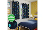 Blue Metallic Eyelet Infinity Pair Of Room Darkening Thermal Noise Reducing Childrens Curtains 168x137cm Blue Metallic Eyelet Infinity Pair Of Room Darkening Thermal Noise Reducing Childrens Curtains 168x137cm