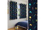 Blue Metallic Eyelet Infinity Pair Of Room Darkening Thermal Noise Reducing Childrens Curtains 168x137cm Blue Metallic Eyelet Infinity Pair Of Room Darkening Thermal Noise Reducing Childrens Curtains 168x137cm