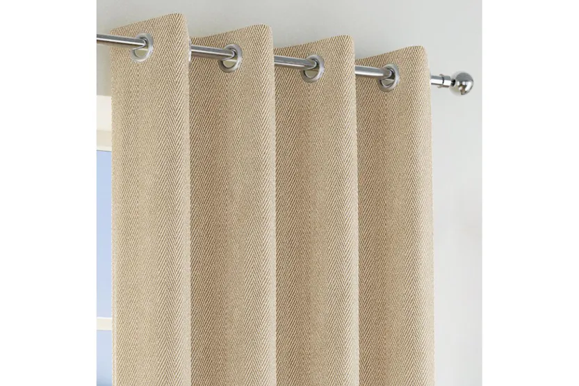 Natural Eyelet Chester Pair Of Herringbone Jacquard Thermal Noise Reducing Blackout Curtains 117x183cm Natural Eyelet Chester Pair Of Herringbone Jacquard Thermal Noise Reducing Blackout Curtains 117x183cm