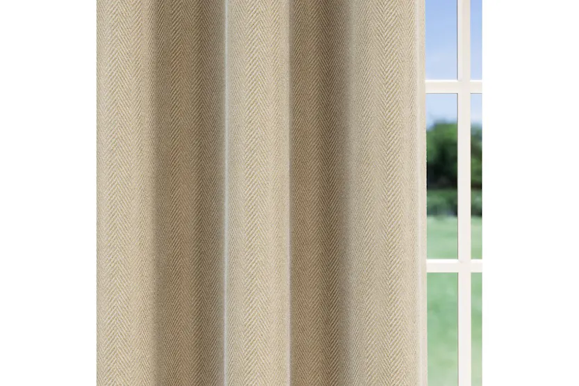 Natural Eyelet Chester Pair Of Herringbone Jacquard Thermal Noise Reducing Blackout Curtains 168x229cm Natural Eyelet Chester Pair Of Herringbone Jacquard Thermal Noise Reducing Blackout Curtains 168x229cm