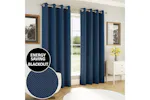 Navy Eyelet Chester Pair Of Herringbone Jacquard Thermal Noise Reducing Blackout Curtains 229x183cm Navy Eyelet Chester Pair Of Herringbone Jacquard Thermal Noise Reducing Blackout Curtains 229x183cm