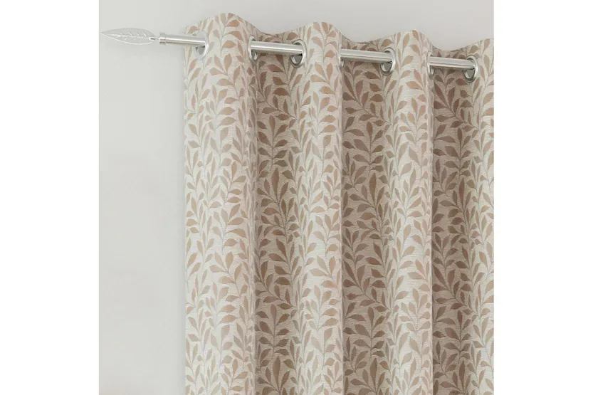 Natural Eyelet Sherwood Pair Of Jacquard Leaf Design Thermal Noise Reducing Blackout Curtains 168x137cm Natural Eyelet Sherwood Pair Of Jacquard Leaf Design Thermal Noise Reducing Blackout Curtains 168x137cm