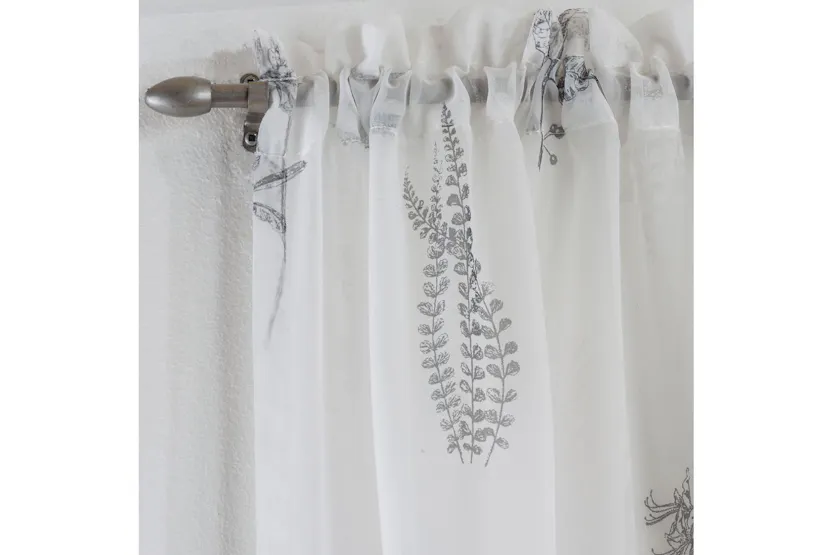 Grey Rod Pocket Bracken Pair Of Wild Leaf Print Linen Look Voile Panels 140x229cm Grey Rod Pocket Bracken Pair Of Wild Leaf Print Linen Look Voile Panels 140x229cm