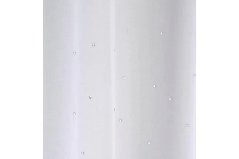 White Rod Pocket Jewel Pair Of Diamante Embellished Linen Look Voile Panels 140x229cm White Rod Pocket Jewel Pair Of Diamante Embellished Linen Look Voile Panels 140x229cm