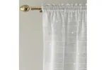 Gold Rod Pocket Lima Pair Of Metallic Lurex Striped Linen Look Voile Panels 140x122cm Gold Rod Pocket Lima Pair Of Metallic Lurex Striped Linen Look Voile Panels 140x122cm