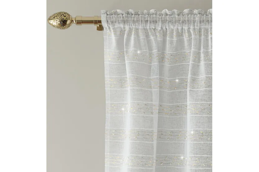 Gold Rod Pocket Lima Pair Of Metallic Lurex Striped Linen Look Voile Panels 140x122cm Gold Rod Pocket Lima Pair Of Metallic Lurex Striped Linen Look Voile Panels 140x122cm