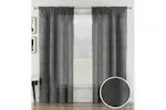 Charcoal Rod Pocket Rhodes Pair Of Linen Look Voile Panels 140x122cm Charcoal Rod Pocket Rhodes Pair Of Linen Look Voile Panels 140x122cm