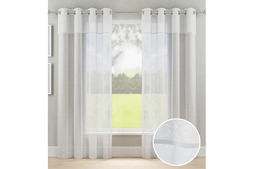 White Eyelet Header Andorra Pair Of Textured Fabric Header Linen Look Voile Panels 140x229cm White Eyelet Header Andorra Pair Of Textured Fabric Header Linen Look Voile Panels 140x229cm