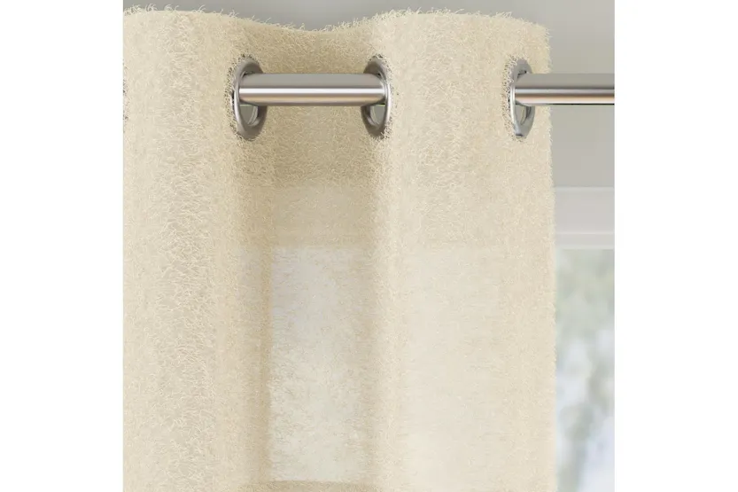 Cream Eyelet Header Andorra Pair Of Textured Fabric Header Linen Look Voile Panels 140x229cm Cream Eyelet Header Andorra Pair Of Textured Fabric Header Linen Look Voile Panels 140x229cm