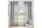 Grey Eyelet Header Andorra Pair Of Textured Fabric Header Linen Look Voile Panels 140x137cm Grey Eyelet Header Andorra Pair Of Textured Fabric Header Linen Look Voile Panels 140x137cm
