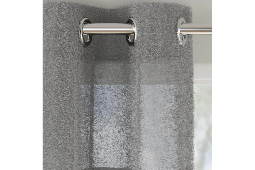 Grey Eyelet Header Andorra Pair Of Textured Fabric Header Linen Look Voile Panels 140x137cm Grey Eyelet Header Andorra Pair Of Textured Fabric Header Linen Look Voile Panels 140x137cm