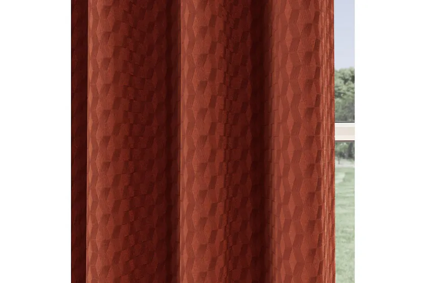 Orange Eyelet Tokyo Pair Of Velvet Embossed Thermal Noise Reducing Room Darkening Curtains 117x137cm Orange Eyelet Tokyo Pair Of Velvet Embossed Thermal Noise Reducing Room Darkening Curtains 117x137cm