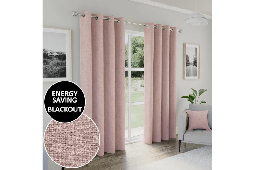 Blush Eyelet Austin Plain Pair Of Blackout Thermal Noise Reducing Curtains 229x229cm Blush Eyelet Austin Plain Pair Of Blackout Thermal Noise Reducing Curtains 229x229cm