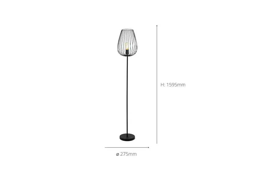 Eglo | Newtown Vintage Caged Floor Lamp | Black Eglo | Newtown Vintage Caged Floor Lamp | Black