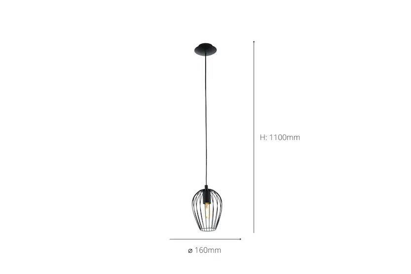 Eglo | Newtown Vintage Caged Pendant Light | Black Eglo | Newtown Vintage Caged Pendant Light | Black