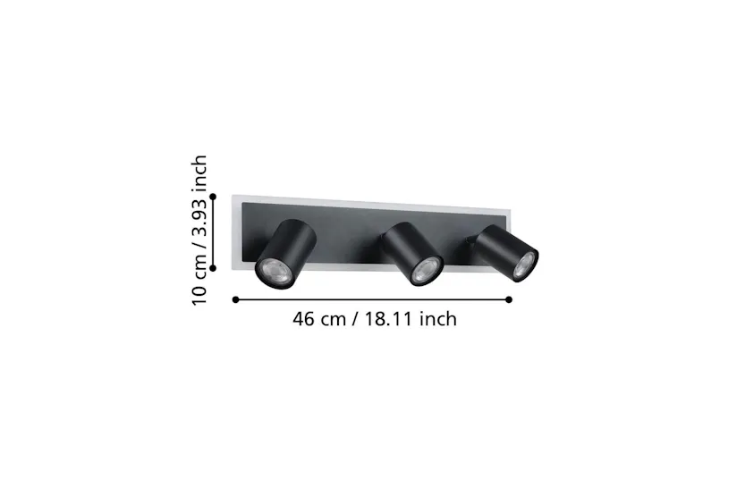 Eglo | Rimbocchi 1 Steel Modern 3-light Spotlight | Black/White Eglo | Rimbocchi 1 Steel Modern 3-light Spotlight | Black/White
