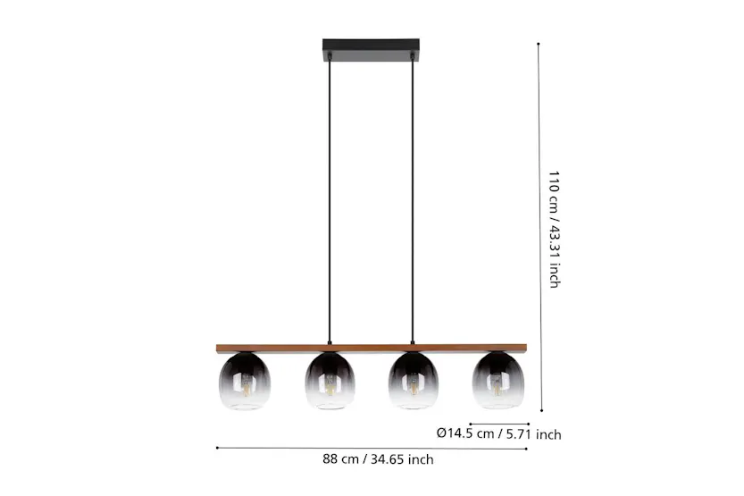 Eglo | Filago Smoked Glass 4-light Pendant Light | Black/Grey Eglo | Filago Smoked Glass 4-light Pendant Light | Black/Grey