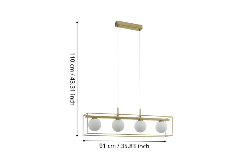 Eglo | Vallaspra Modern 4-light Pendant Light | Gold/White Eglo | Vallaspra Modern 4-light Pendant Light | Gold/White