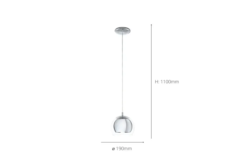 Eglo | Rocamar Glass Shade Pendant Light | Chrome Eglo | Rocamar Glass Shade Pendant Light | Chrome