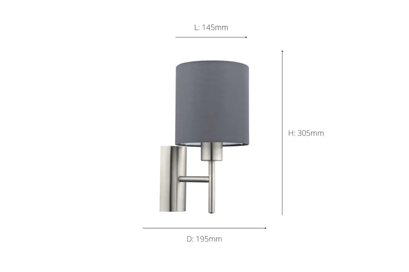 Eglo | Pasteri Wall Light | Nickel/Grey Eglo | Pasteri Wall Light | Nickel/Grey