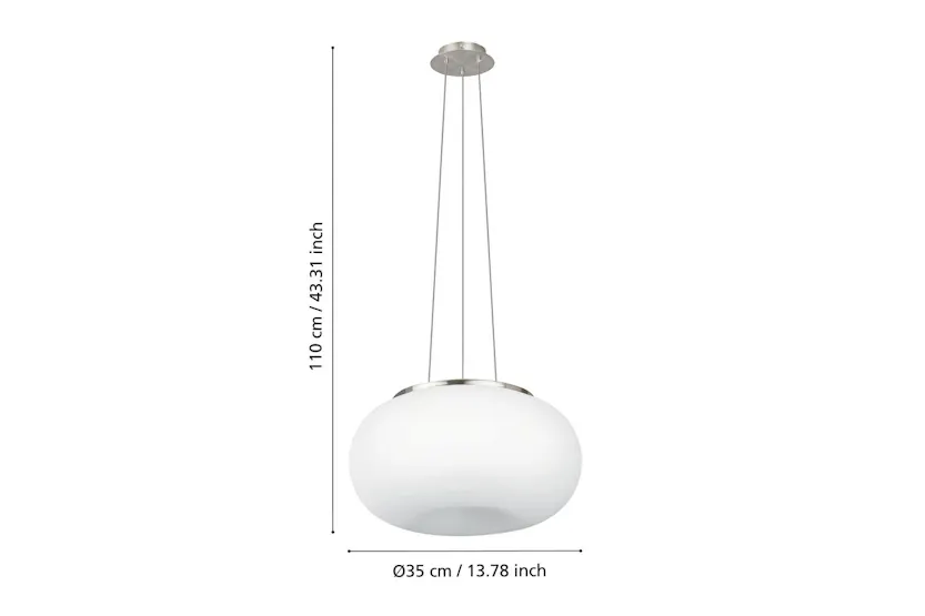 Eglo | Optica Steel and Glass Pendant Light | White Eglo | Optica Steel and Glass Pendant Light | White