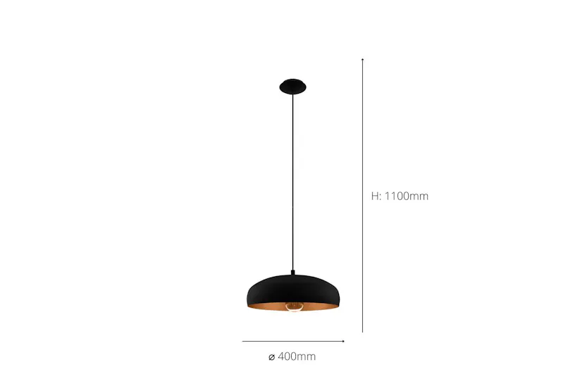Eglo | Mogano 1 Vintage Pendant Light | Black/Copper Eglo | Mogano 1 Vintage Pendant Light | Black/Copper