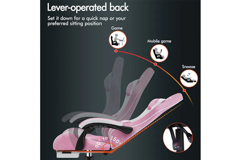 Elfordson Gaming Chair | Pink Fabric Linen High-back | With Massage Lumbar Cushion & Footrest Elfordson Gaming Chair | Pink Fabric Linen High-back | With Massage Lumbar Cushion & Footrest