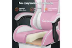 Elfordson Gaming Chair | Pink Fabric Linen High-back | With Massage Lumbar Cushion & Footrest Elfordson Gaming Chair | Pink Fabric Linen High-back | With Massage Lumbar Cushion & Footrest