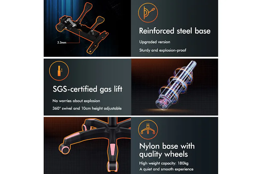 Elfordson Gaming Chair | Pink Fabric Linen High-back | With Massage Lumbar Cushion & Footrest Elfordson Gaming Chair | Pink Fabric Linen High-back | With Massage Lumbar Cushion & Footrest