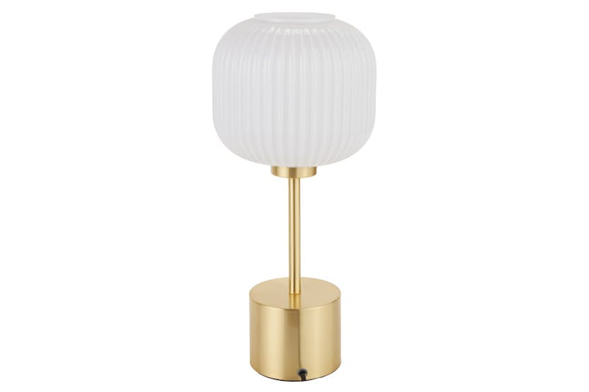 Bella Ribbed Glass Table Lamp | White/Gold Bella Ribbed Glass Table Lamp | White/Gold