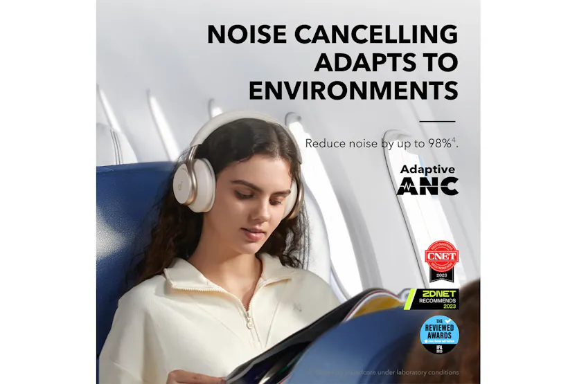 Soundcore Space One Over-Ear Active Noise Cancelling Headphones | White Soundcore Space One Over-Ear Active Noise Cancelling Headphones | White